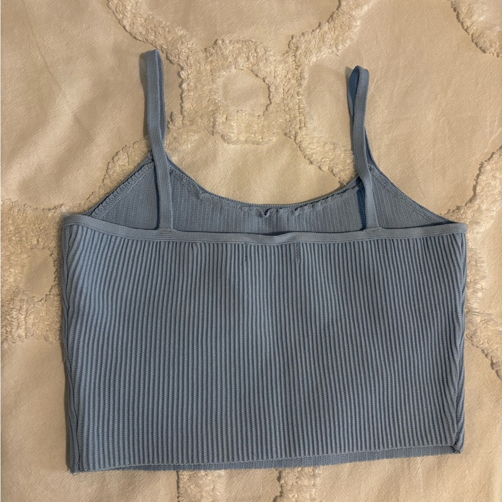 Light Blue Ribbed Tank Top - Picture 6 of 6